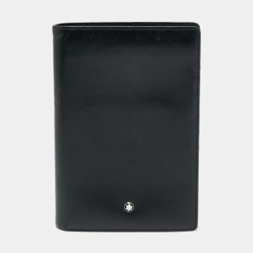 Pre Owned Montblanc Meisterstuck Black Leather Bifold Wallet Organizer