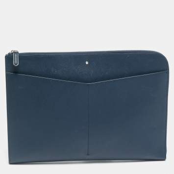 مملوكة مسبقًا Montblanc Sartorial Navy Blue Leather Portfolio Pouch