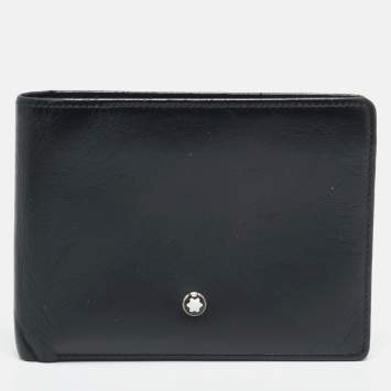 مملوكة مسبقًا Montblanc Meisterstuck Black Leather 6CC Bifold Wallet