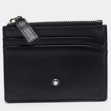مملوكة مسبقًا Montblanc Meisterstuck Black Leather Zip Card Holder