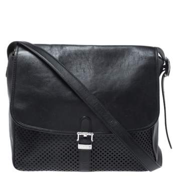 Pre Owned Montblanc Black Leather Meisterstuck Large Messenger Bag