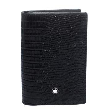 مملوكة مسبقًا Montblanc Black Croc Embossed Leather Meisterstuck Bifold Card Holder