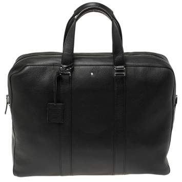 Pre Owned Montblanc Black Soft Grained Leather Meisterstuck Document Briefcase