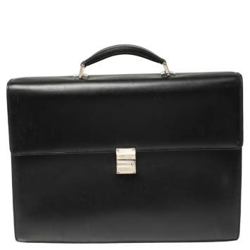 Pre Owned Montblanc Black Leather Meisterstuck Double Gusset Briefcase