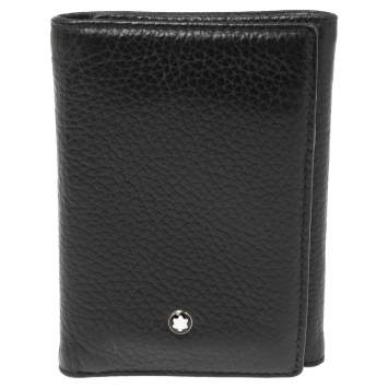 Pre Owned Montblanc Black Leather Meisterstuck Trifold Card Holder 