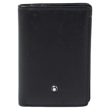 Pre Owned Montblanc Dark Grey Leather Meisterstuck Business Card Holder