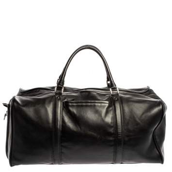 Pre Owned Montblanc Black Leather Weekender Duffel Bag