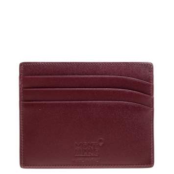 مملوكة مسبقًا Montblanc Maroon Leather Meisterstück 6CC Card Holder 