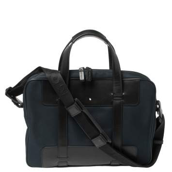 Pre Owned Montblanc Blue/Black Nylon and Leather Nightflight Document Case