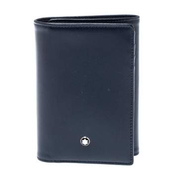 Pre Owned Montblanc Navy Blue Leather Meisterstuck Trifold Wallet