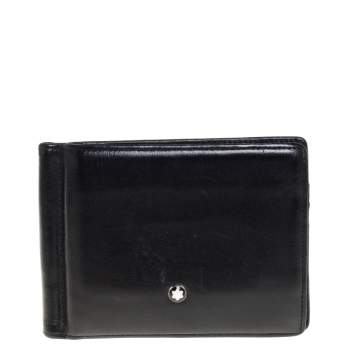 Pre Owned Montblanc Black Leather Meisterstück Money Clip Wallet 6CC