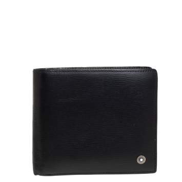 Pre Owned Montblanc Black Leather Westside Bifold Wallet 