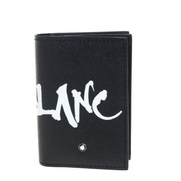 Pre Owned Montblanc Black Leather Sartorial Calligraphy Card Case 