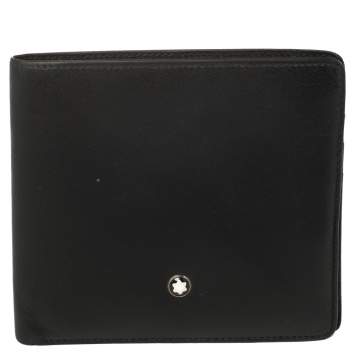 Pre Owned Montblanc Black Leather Miesterstuck Bifold Wallet