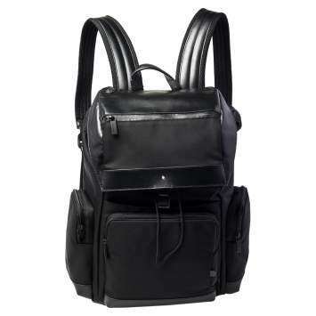 Pre Owned Montblanc Black Nylon and Leather Large Nightflight Backpack