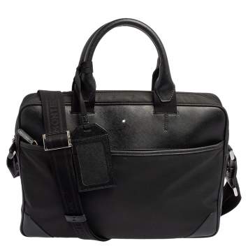 Pre Owned Montblanc Black Nylon and Leather Meisterstuck Briefcase Laptop Bag