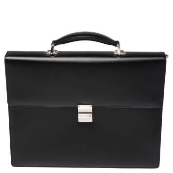Pre Owned Montblanc Black Leather Meisterstück Double Gusset Briefcase