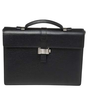 Pre Owned Montblanc Black Leather 4810 Westside Single Gusset Briefcase 