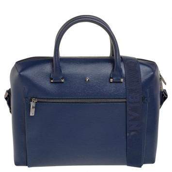 Pre Owned Montblanc Blue Leather Large Westside Document Briefcase