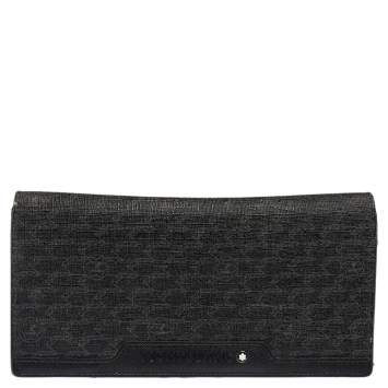مملوكة مسبقًا Montblanc Black Signature Coated Canvas and Leather 14 CC Continental Wallet