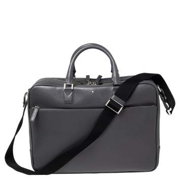 Pre Owned Montblanc Grey Leather Large Sartorial Document Briefcase