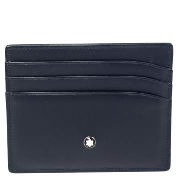 Pre Owned Montblanc Navy Blue Leather Meisterstuck Classic 6CC Card Holder 