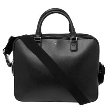 Pre Owned Montblanc Black Leather Meisterstuck Briefcase