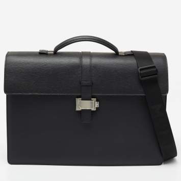 Pre Owned Montblanc Black Leather 4810 Westside Double Gusset Briefcase Bag