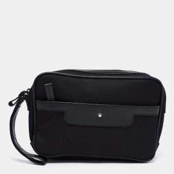 Pre Owned Montblanc Black Canvas And Leather Extreme 2.0 Pouch