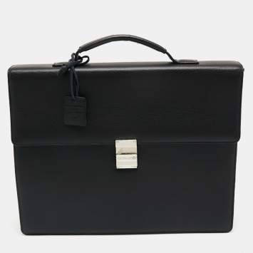 Pre Owned Montblanc Black Leather Meisterstuck Single Gusset Briefcase
