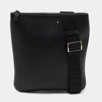 Pre Owned Montblanc Black Leather Messenger Bag