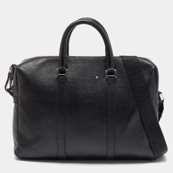 Pre Owned Montblanc Black Leather Meisterstück Document Briefcase Bag