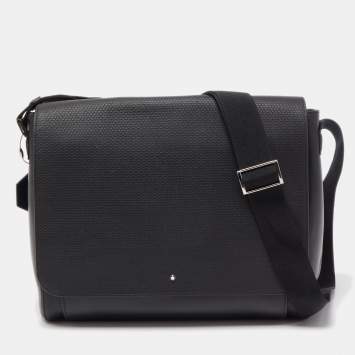 Pre Owned Montblanc Black Leather Sartorial Messenger Bag