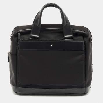 Pre Owned Montblanc Black Nylon and Leather Nightflight Briefcase