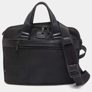 Pre Owned Montblanc Black Nylon and Leather My Nightflight Briefcase Bag
