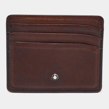 Pre Owned Montblanc Dark Brown Leather Meisterstuck 6CC Card Holder