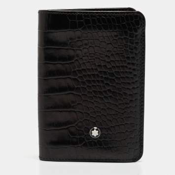 Pre Owned Montblanc Dark Brown Ostrich Leg Leather Business Card Holder