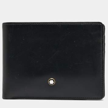 Pre Owned Montblanc Black Leather Meisterstuck Bifold Wallet