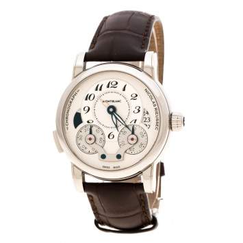 Pre Owned Montblanc Silver White Stainless Steel Nicolas Rieussec 7138 Men's Wristwatch 42 mm