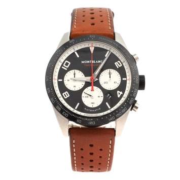 Pre Owned Montblanc Black Stainless Steel & Ceramic Timewalker 119942 Automatic Men's Wristwatch 43 mm
