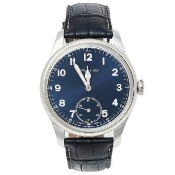 Pre Owned Montblanc Blue Stainless Steel and Leather 1858 7333 Men's Wristwatch 44 mm