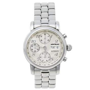 Pre Owned Montblanc Silver Stainless Steel Meisterstuck 7016 Men's Wristwatch 38 mm