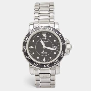 Pre Owned Montblanc Black Stainless Steel Meisterstuck 7145 Men's Wristwatch 41 mm 