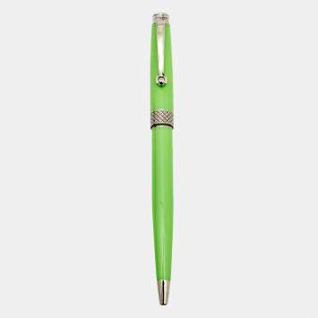 Pre Owned Montegrappa Piacere Lime Green Resin Palladium Plated Micro Ballpoint Pen