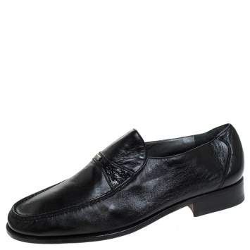 Pre Owned Moreschi Black Leather Loafer Size 7 UK