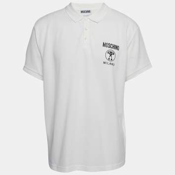 Pre Owned Moschino Couture White Cotton Pique Polo T-Shirt XL