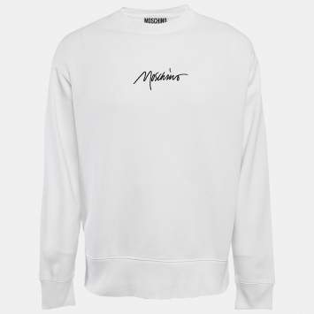 Pre Owned Moschino Couture White Logo Embroidered Sweatshirt XXL