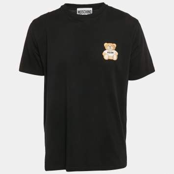 Pre Owned Moschino Black Cotton Teddy Applique Cotton Jersey T-Shirt XXL