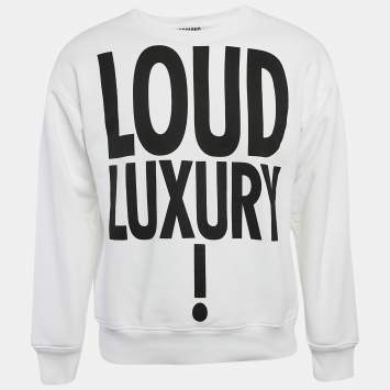 Pre Owned Moschino Couture 40 White Loud Luxury Print Cotton Sweatshirt M