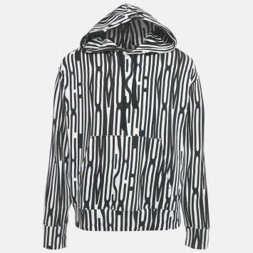 Pre Owned Moschino Couture Black/White Logo Print Hoodie M